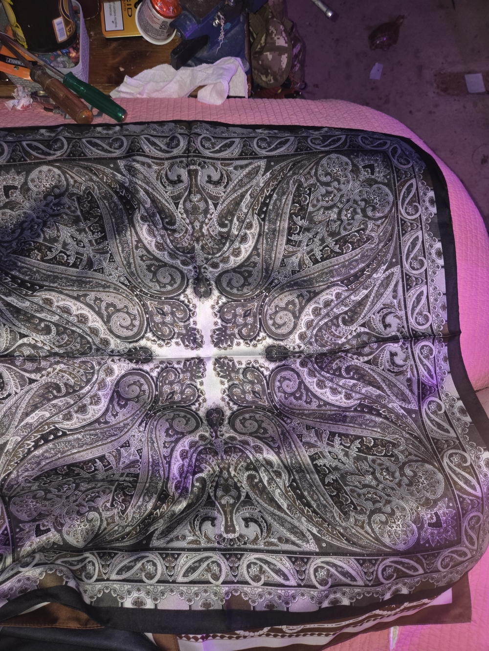 Black and White Paisley Decorative Throw - Unbranded